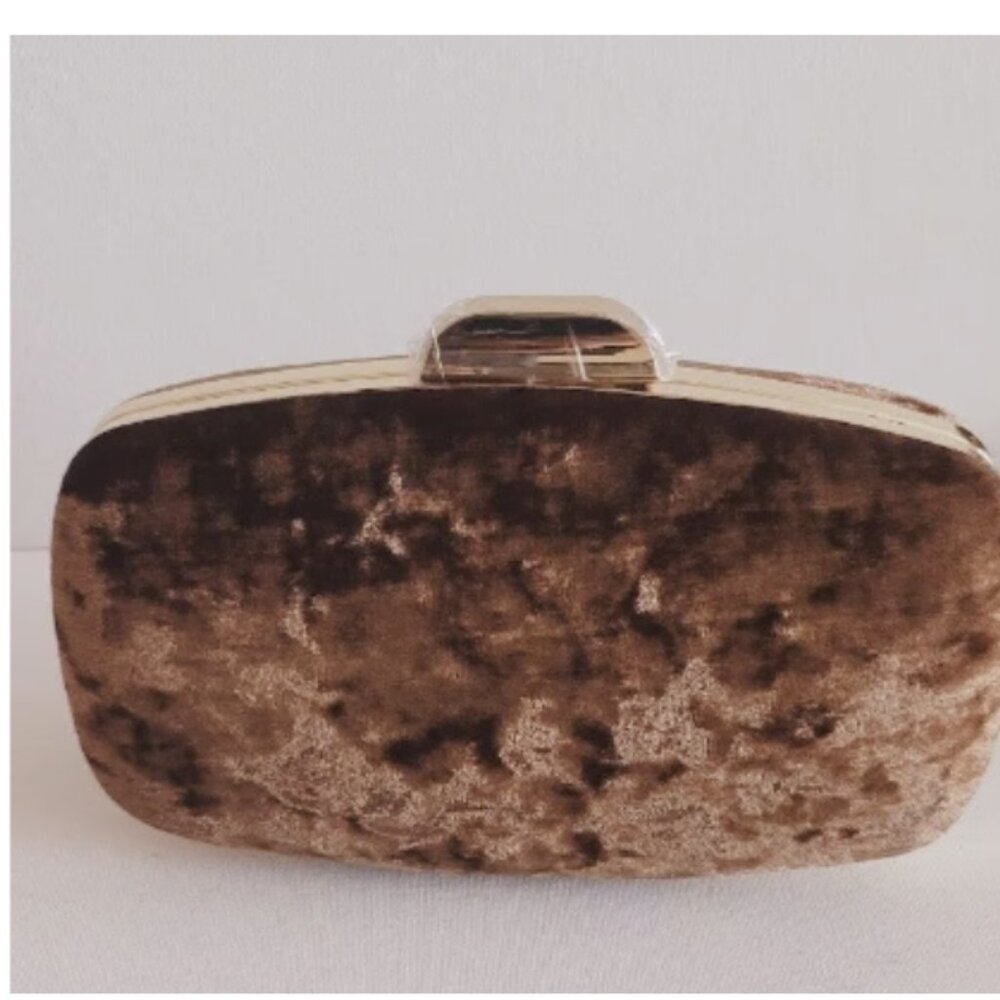 Brown velvet clutch